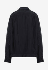 Silk Zip-Up Jacket with Triangle-Logo