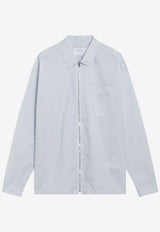 Striped-Motif Zip-Up Shirt