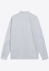 Striped-Motif Zip-Up Shirt