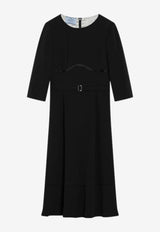 Crewneck Silk-Blend Midi Dress