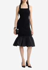 Faille Ruffle-Hem Midi Dress