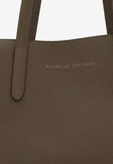 Brunello Cucinelli Bc Duo Hammered Leather Tote Bags  Brown MBDKD2571C9357_Mud_40000197