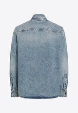 Washed Denim Shirt with Medusa-Buttons