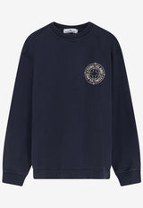 Stone Island Compass Print Crewneck Sweatshirt Blue L1S156100001S0283V0020_Blue_48900929