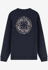 Stone Island Compass Print Crewneck Sweatshirt Blue L1S156100001S0283V0020_Blue_48900929