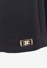 Elisabetta Franchi Daily Satin V-neck Mini Dress Black AB92261E2110_Black_41973243