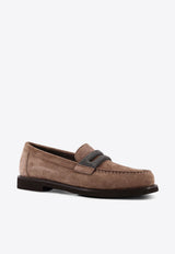 Brunello Cucinelli Monili Embellished Suede Loafers Brown MZSFG3237C8849_SHORE_40000126
