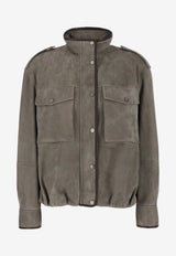 Brunello Cucinelli Funnel Neck Suede Leather Jacket Taupe MPCAI7787C8850_Safari_40000214