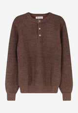 Brunello Cucinelli Buttoned Ribbed Sweater Brown M2L707711CNO22_NOCCIOLA YUTA_40000089