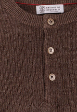 Brunello Cucinelli Buttoned Ribbed Sweater Brown M2L707711CNO22_NOCCIOLA YUTA_40000089