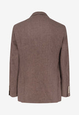 Brunello Cucinelli Single-Breasted Buttoned Blazer Brown MB4307BWDC089_Brown_40000109