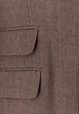 Brunello Cucinelli Single-Breasted Buttoned Blazer Brown MB4307BWDC089_Brown_40000109