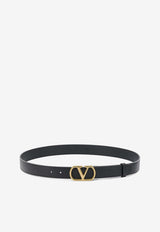 VLogo-Buckle Leather Belt