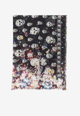 Confetti Skull Silk-Blend Scarf