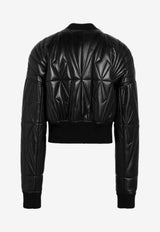 Leather Zip-Up Bomber Jacket