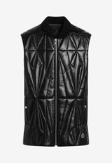 Quilted Leather Zip-Up Vest