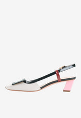 Belle Vivier 45 Lacquered Buckle Slingback Pumps