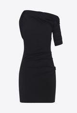 Draped One-Shoulder Mini Dress