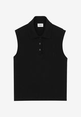 Saint Laurent Cassandre Sleeveless Polo T-shirt Black 862601Y37ZE1000_Black_44132813