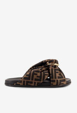Fendi Feel FF Monogram Satin Flat Sandals Brown 8X8645AE7SF0R7V_TABACCO NERO_42821631