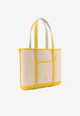 Polo Ralph Lauren Embroidered Logo Canvas Tote Bag Beige 428P03085003_ECRURACINGYELLOW_48136954
