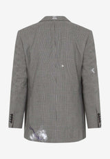 Paint Splatter Houndstooth Wool Coat