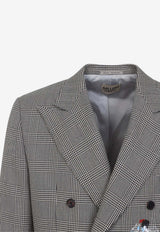 Paint Splatter Houndstooth Wool Coat