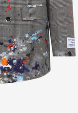 Paint Splatter Houndstooth Wool Coat