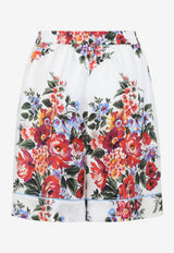 Bouquet Print Twill Mini Shorts