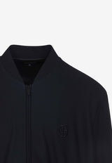 Zip-Up Bomber Jacket with Embroidered-Logo