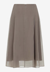 Layered Silk Midi Skirt