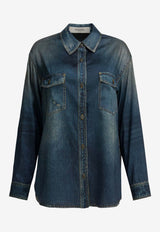 Golden Goose DB Washed Denim Shirt with Double-Stars Blue GWP02525P00240650100_4c46b883-82ba-42a1-8af8-435420337eff