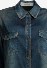 Golden Goose DB Washed Denim Shirt with Double-Stars Blue GWP02525P00240650100_4c46b883-82ba-42a1-8af8-435420337eff