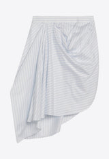 Striped Draped Asymmetric Skirt