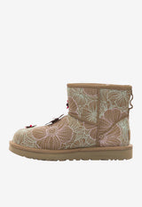 Floral-Embroidered Suede Boots