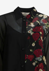 Floral Sheer Midi Shirt Dress
