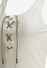 Knit-Rib Tank Top with Laces