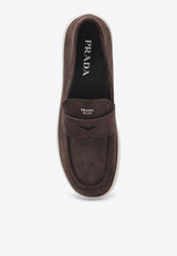 Logo Stamped Suede Loafers