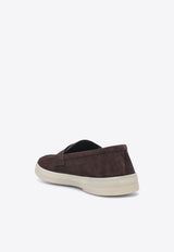 Logo Stamped Suede Loafers