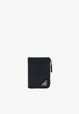 Logo Plaque Saffiano Leather Zip Cardholder