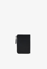 Logo Plaque Saffiano Leather Zip Cardholder