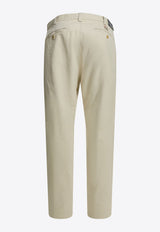 Buttoned Straight-Leg Pants