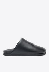 Logo Label Leather Flat Mules