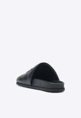 Logo Label Leather Flat Mules