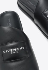 Logo Label Leather Flat Mules