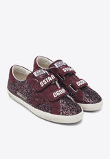 Golden Goose DB Old School Sequined Low-Top Sneakers Burgundy GTF00111F008033/S_GOLDE-40151
