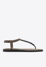 Brunello Cucinelli Suede Thong Sandals  Brown MZSFC3151LE/S_CUCIN-C8921