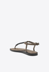 Brunello Cucinelli Suede Thong Sandals  Brown MZSFC3151LE/S_CUCIN-C8921