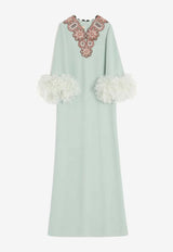 Silk Embroidered Maxi Dress