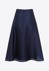 A-Line Silk Midi Skirt